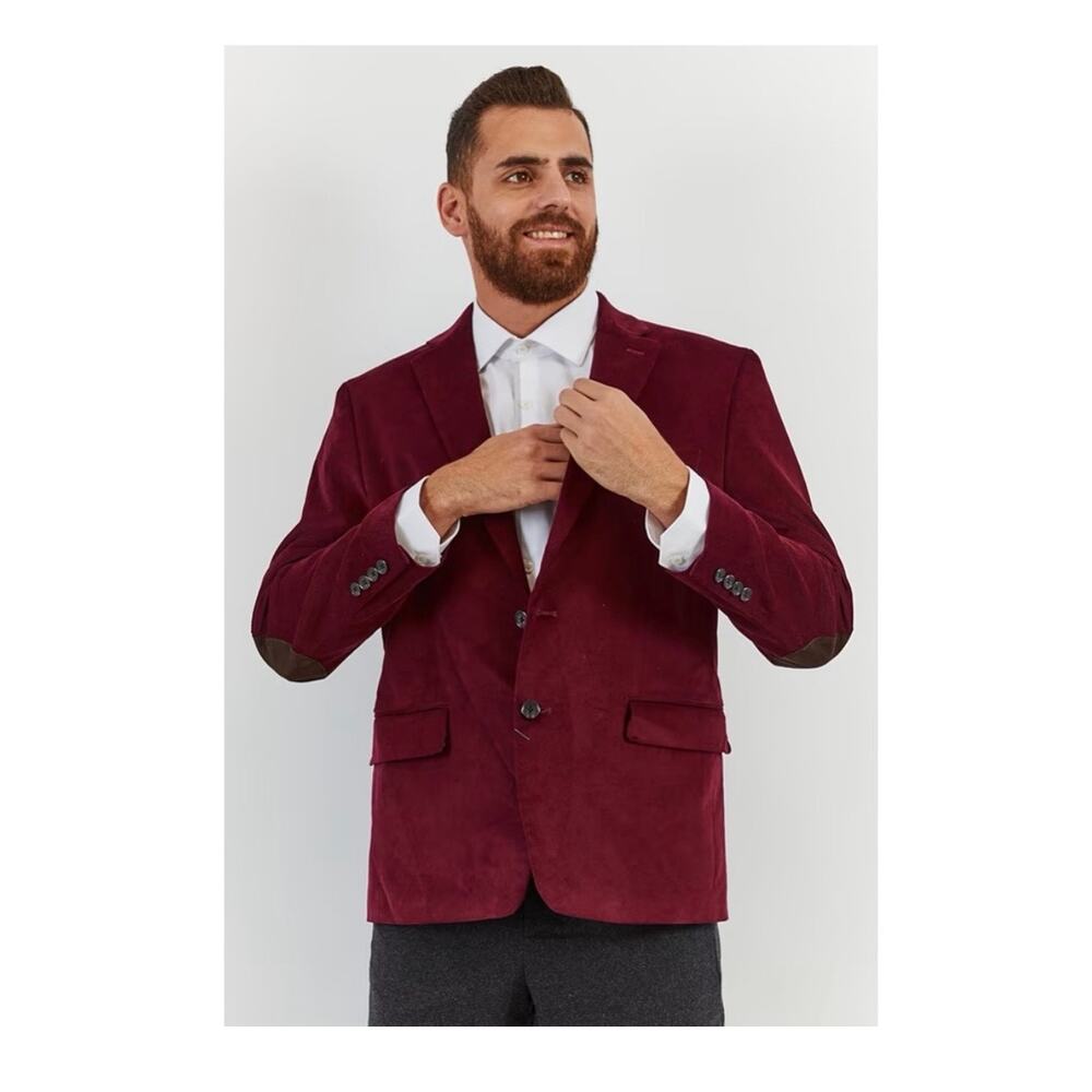 Lauren Ralph Lauren Vintage Sport Coat Blazer in Maroon with elbow pads. Men 42R